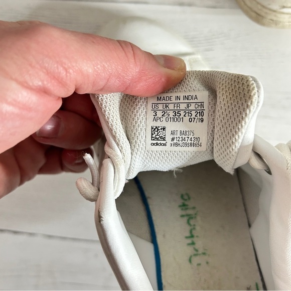 Adidas Stan Smith Size 3 Youth Low White Green No Tie Laces Kids - Picture 7 of 8